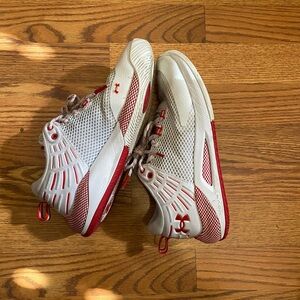 Under Armour Red and White Mesh Sneakers